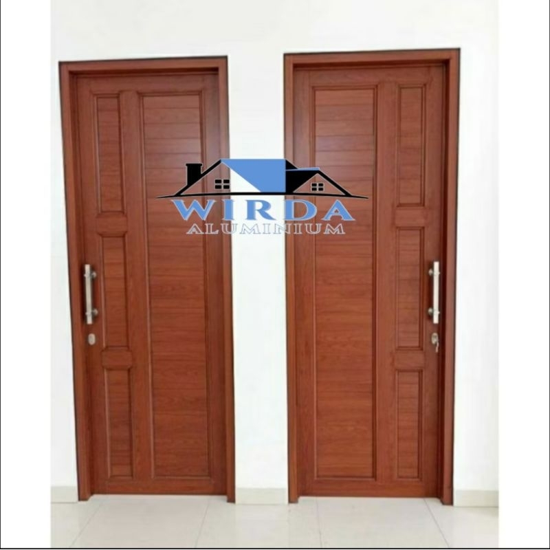 PINTU SERAT KAYU ALUMUNIUM LENGKAP dengan KUSEN T200xL80 3 inchi BISA COSTUME UKURAN (FREE PACKING K
