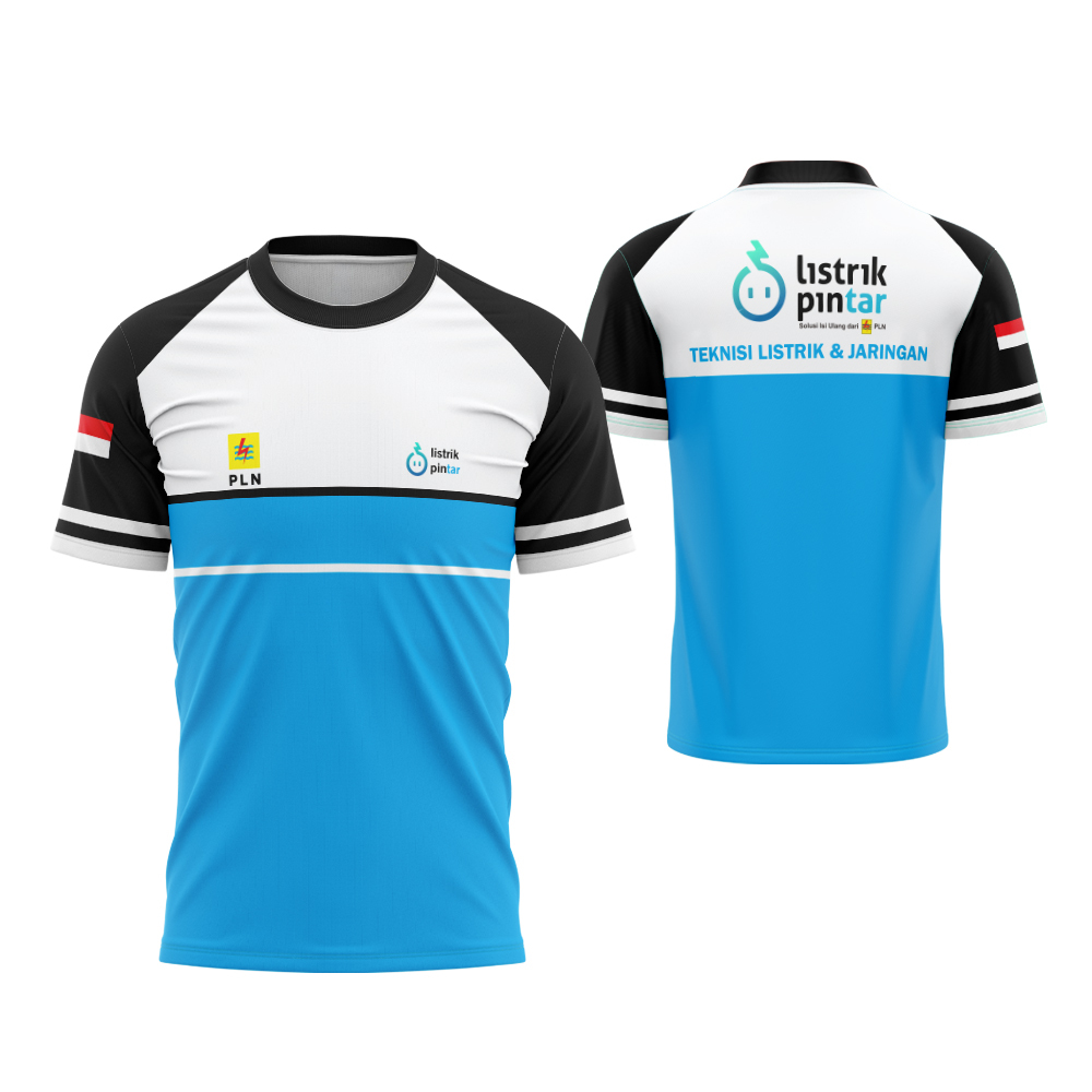 Baju PLN Kaos Pria Listrik Pintar Lengan Pendek Fullprint - Jersey PLN Free Custom Nama
