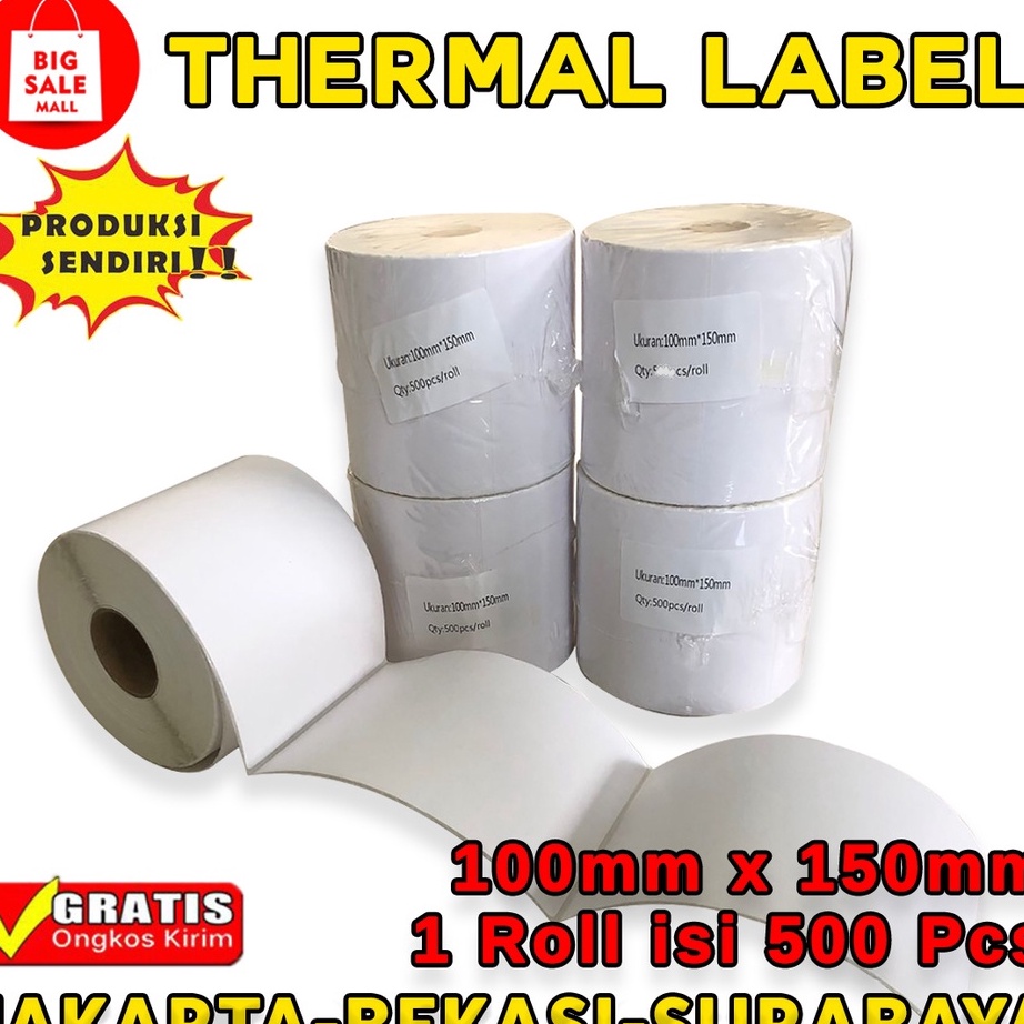 

Kertas Thermail Stiker Thermal 1x15 isi 5 25 lembar Label Thermal barcode Kertas EDCprinter mini bluetooth