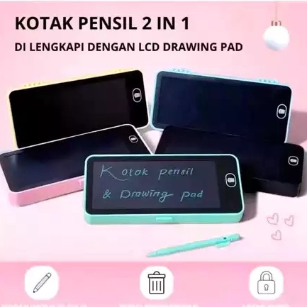

JM Kotak Pensil Case Lcd Writing Drawing Box Case Pencil Drawing Pad Edukasi 2in1