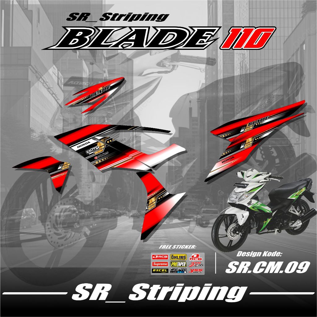 Stiker Striping Blade 110 Sticker Variasi Honda Blade 110 Motif Grafis Simpel Gratis Sticker Sponsor