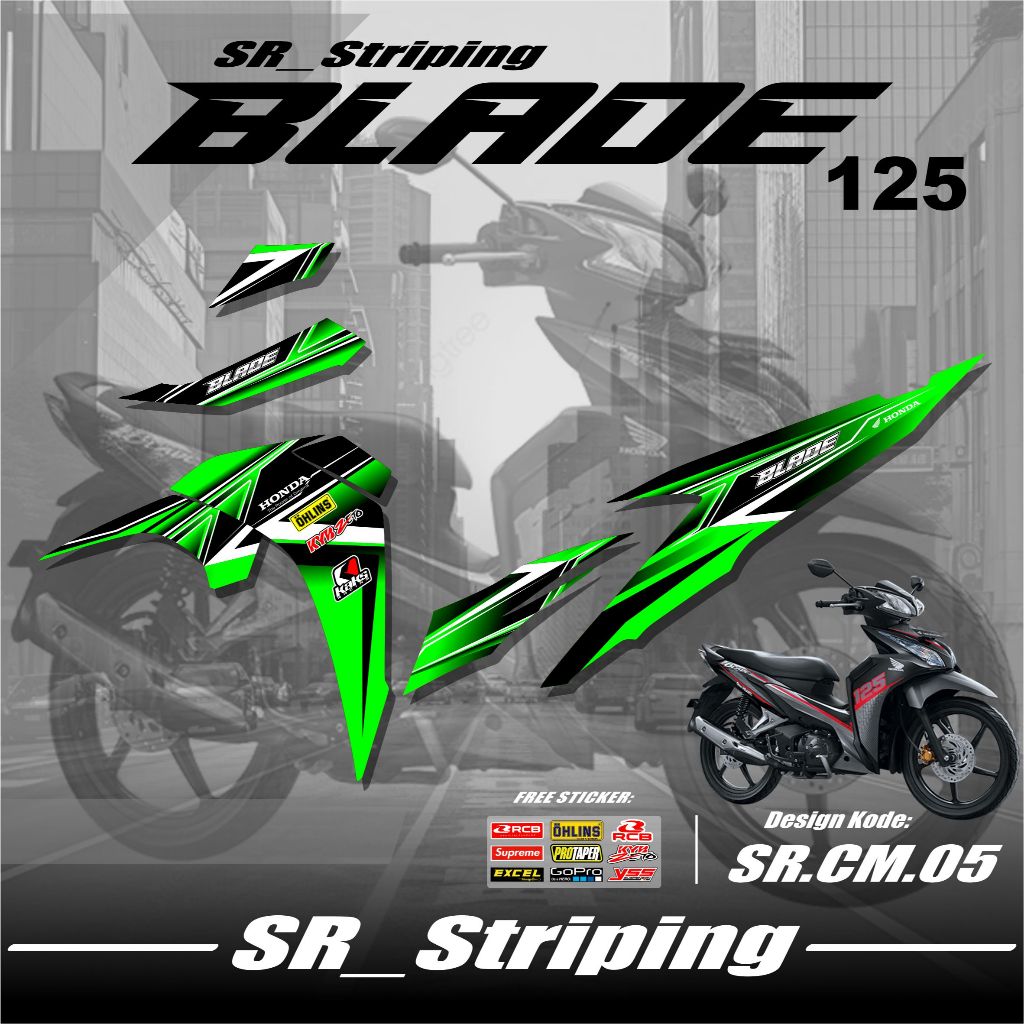 Striping Blade 125 Variasi - Sticker Stiker Variasi Motor Blade 125 Desain Grafis Racing Gratis Stik