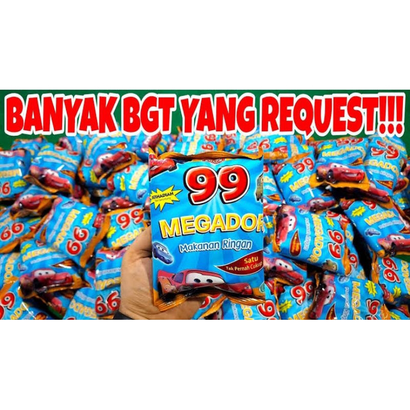 

Chiki megador 99 Snack berhadiah uang 1 renceng isi 10 bungkus