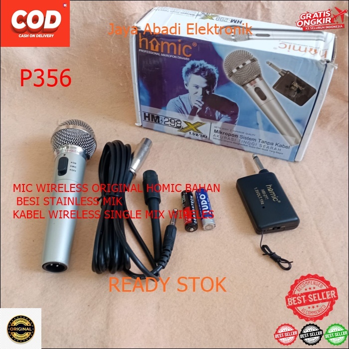 P356 MIC WIRELESS ORIGINAL HOMIC BAHAN BESI STAINLESS MIK KABEL WIRELESS SINGLE MIX WIRELES MIKROPHO