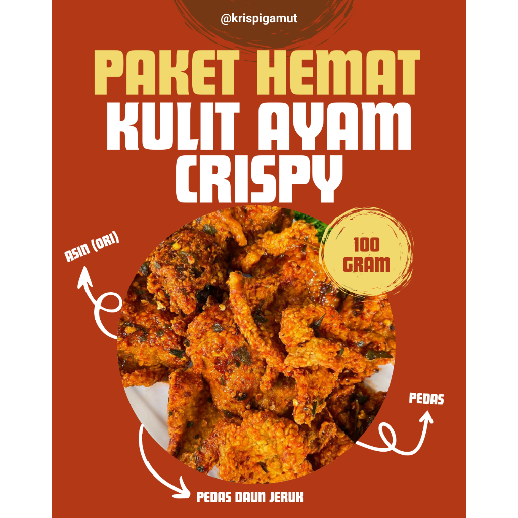 

[PAKET HEMAT] 10 Pcs Kulit Ayam Crispy 100gr – Pedas | Asin | Pedas Daun Jeruk