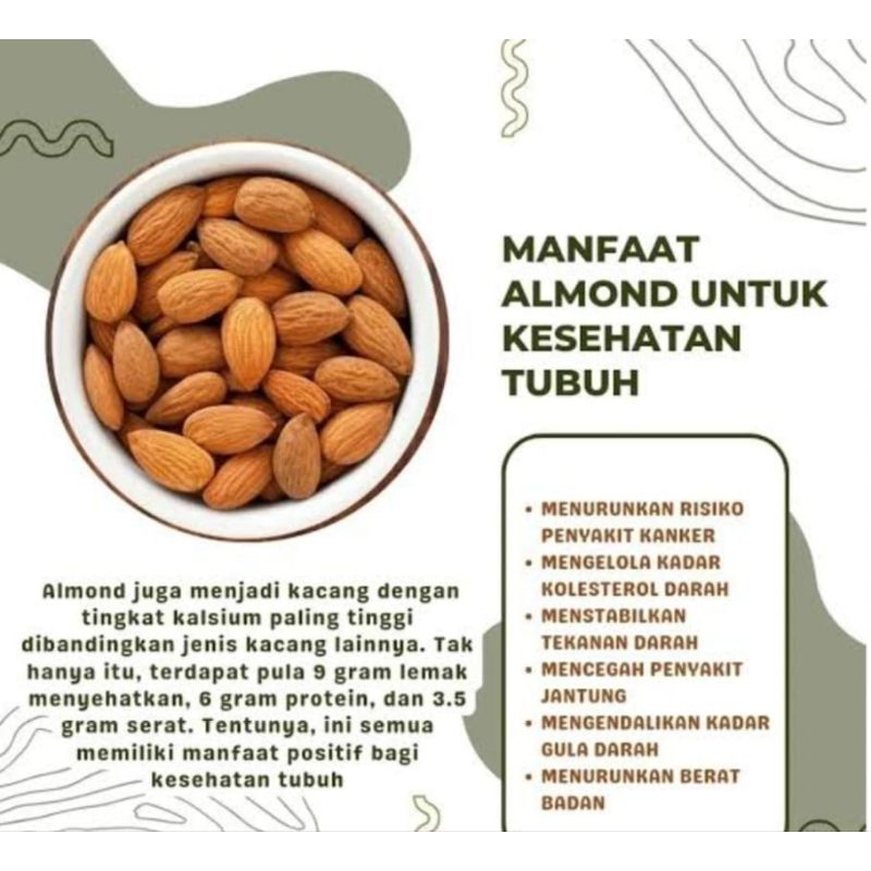 

kacang almond kupas baik untuk kesehatan