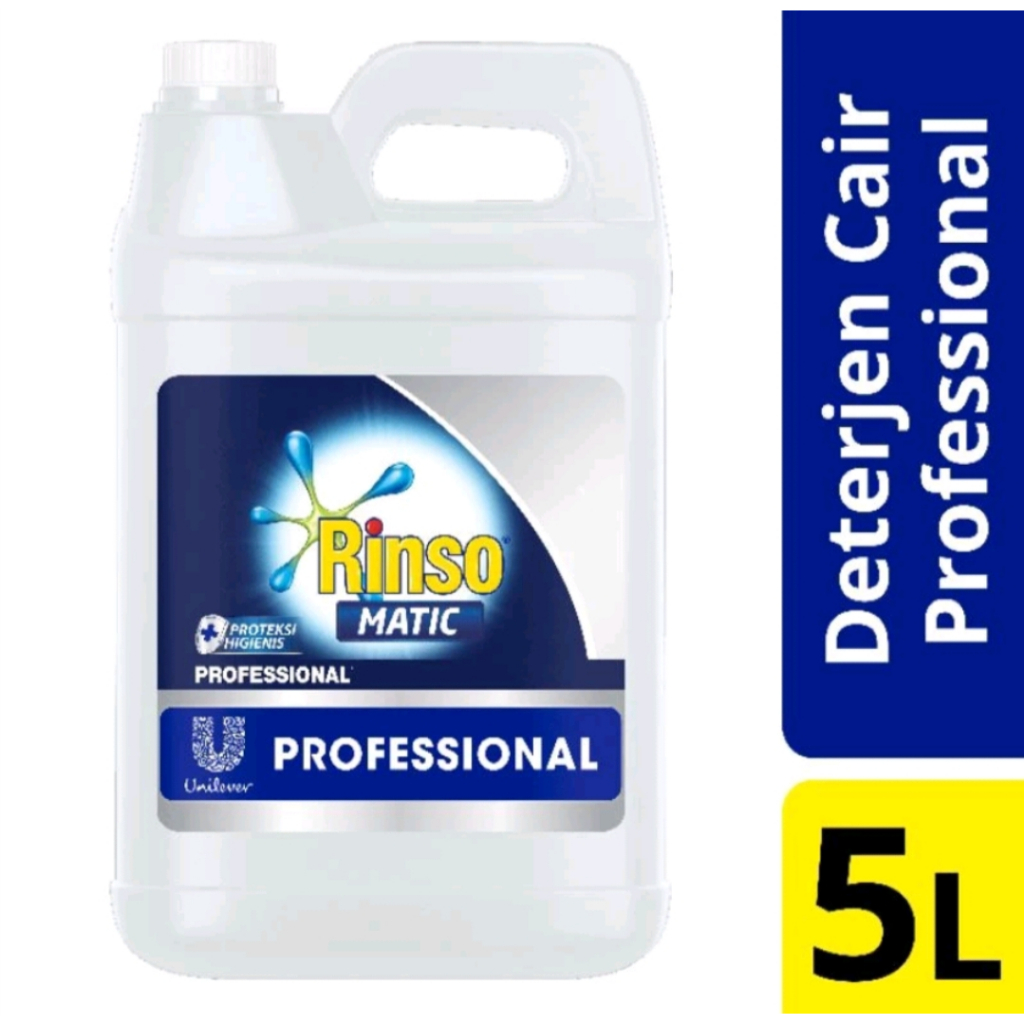 Rinso Detergent Liquid Professional matic 5 liter / Rinso Matic Deterjen Cair Khusus Mesin Cuci Laun