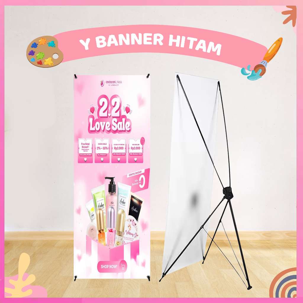 Stand Y Banner / Standing Banner (60x160 cm) Stand banner Promosi Alumunium Hitam