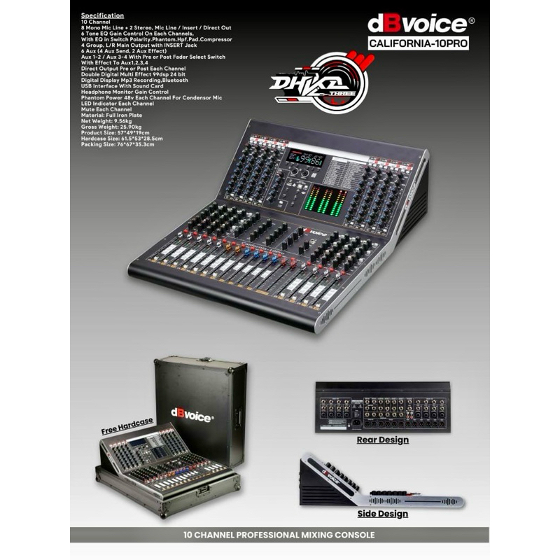 MIXER DBVOICE CALIFORNIA 10 PRO BARU + KOPER / MIXER DB VOICE CALIFORNIA 10 PRO BARU / Mixer Db voic
