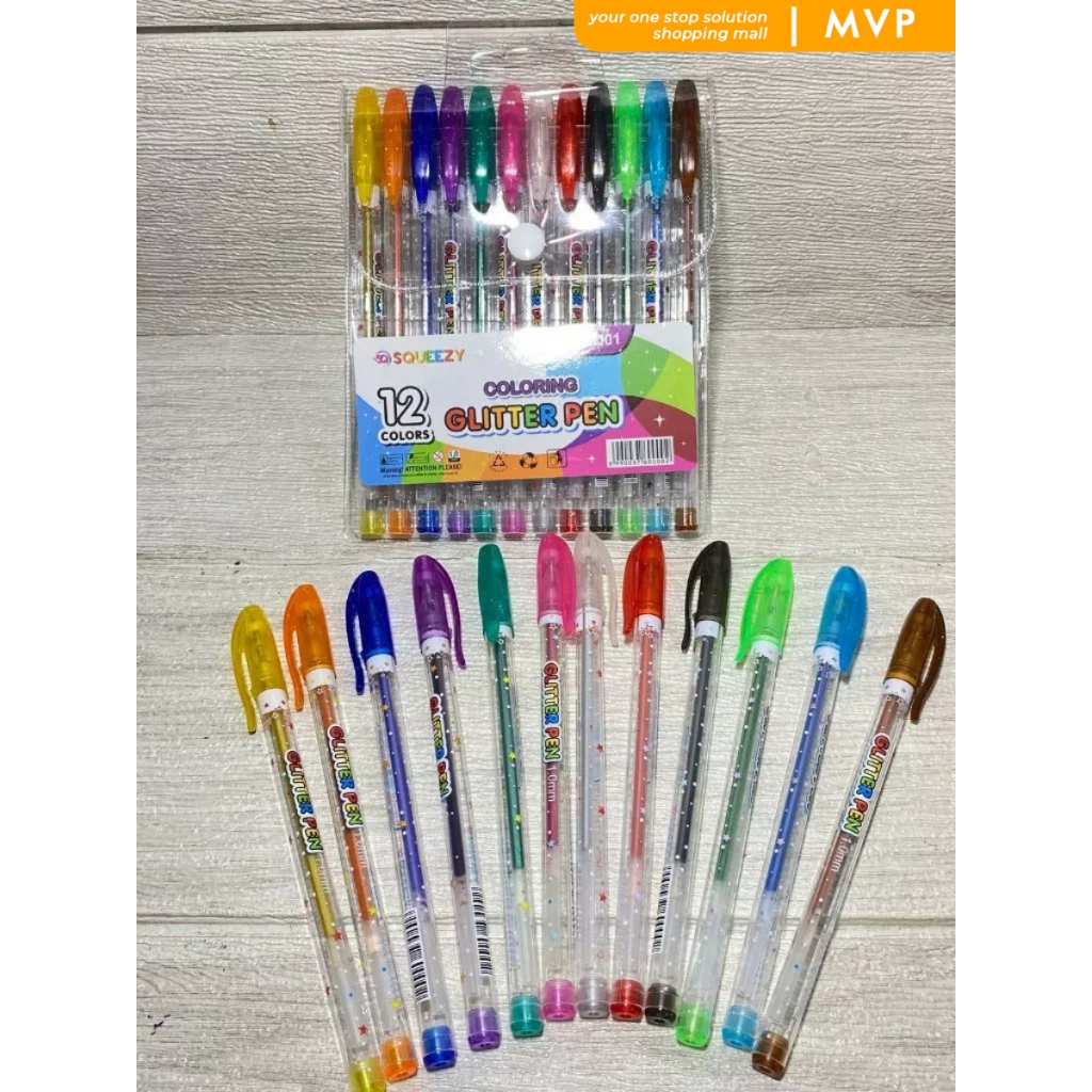 

MVP Pulpen Gel Glitter 12 Warna Pen Glitter Warna Warni Pulpen Gel Pena Gel Warna Gell Pen Glitter