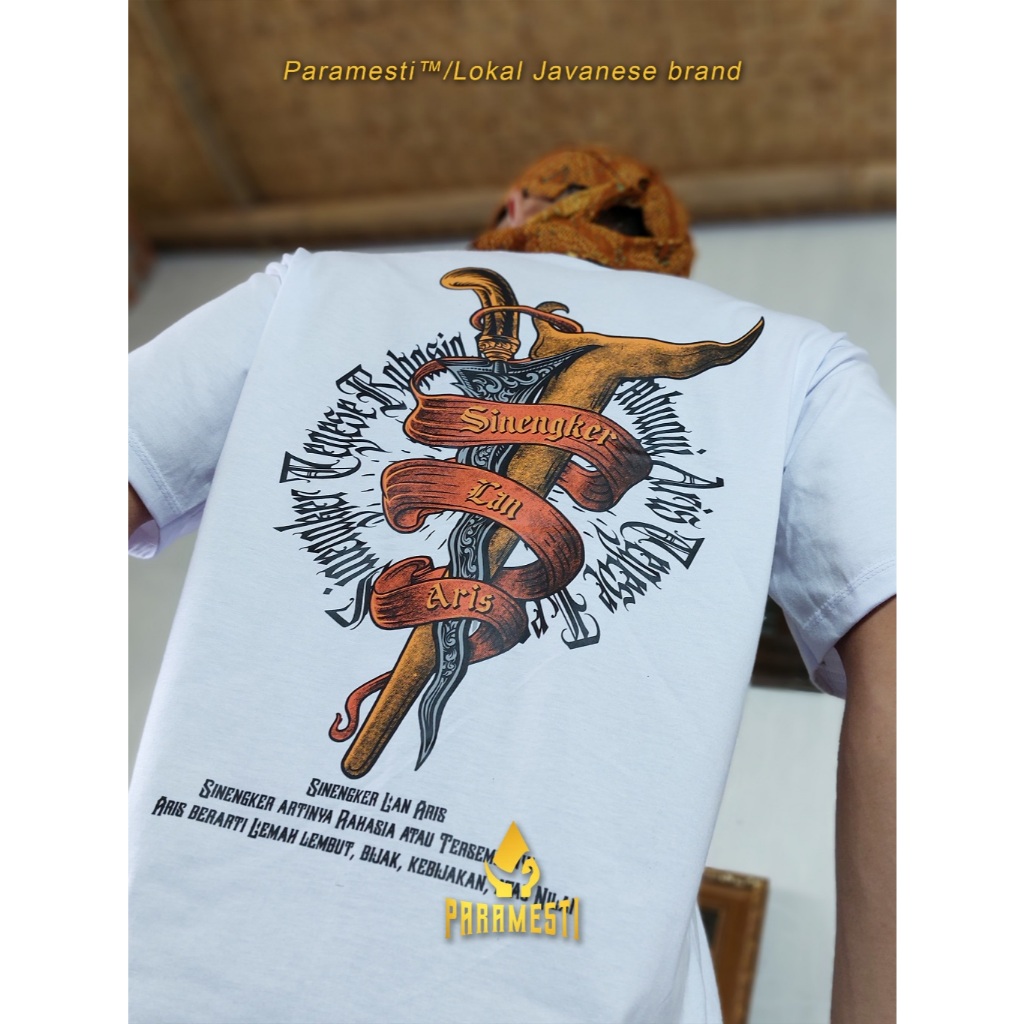 Kaos Budaya Jawa Paramesti Keris Sinengker Lan Aris Lengan Panjang