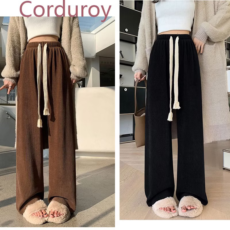 Casual Celana Highwaist Wanita Pinggang Elastis Corduroy Pants/Celana Corduroy