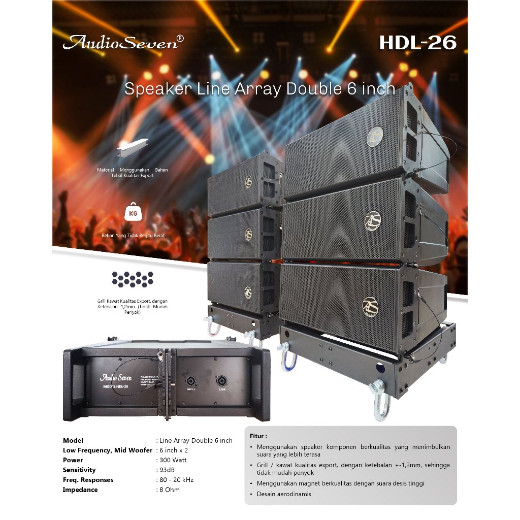 Speaker Line Array Aktif Pasif HDL double 6 inch & 10 inch Audio Seven Original High Quality