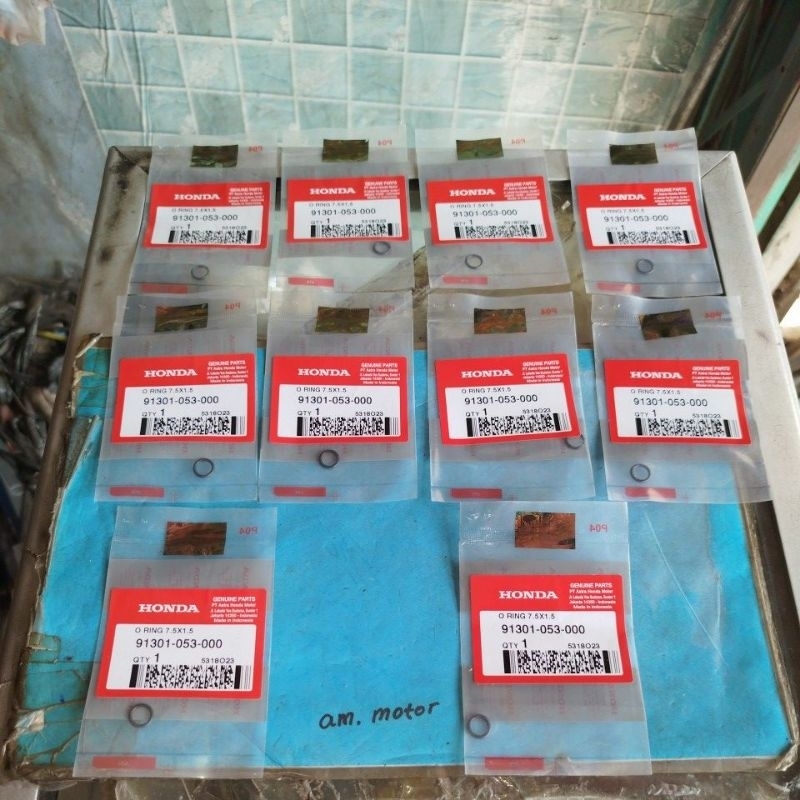 seal oring 7.5x1.5, ujung as pully, beat, beat fi, HONDA ORI,  HARGA PER 10 PCS.