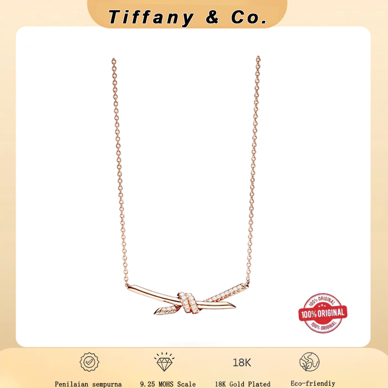 【18K Emas Asli/100% ORl】Tiffany&Co Kalung Simpul Seri Knot/Kalung Berian Wanita/Kalung Liontin Simpu