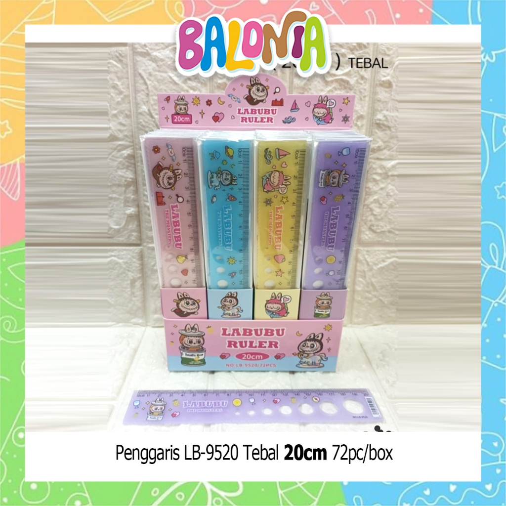 

(1Pcs) Penggaris Labubu 20cm Tebal, ruler, penggaris plastik, atk murah