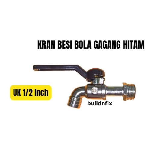 KRAN AIR GAGANG HITAM / KRAN AIR BOLA 2 ARAH 1/2" INCH