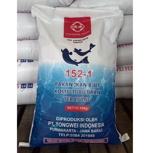 Tongwei 152-1 pakan bibit ikan lele protein 34-36% kemasan 1kg