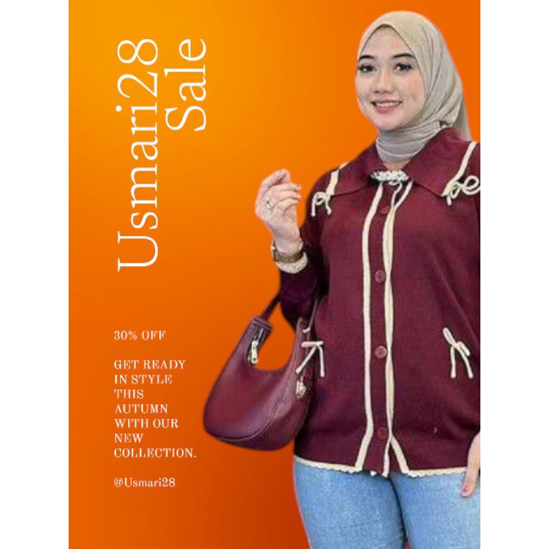 Nisya Pita Cardy - Kardigan Rajut Wanita Kekinian Cardigan Rajut kancing pita Cardigan Over Size Car