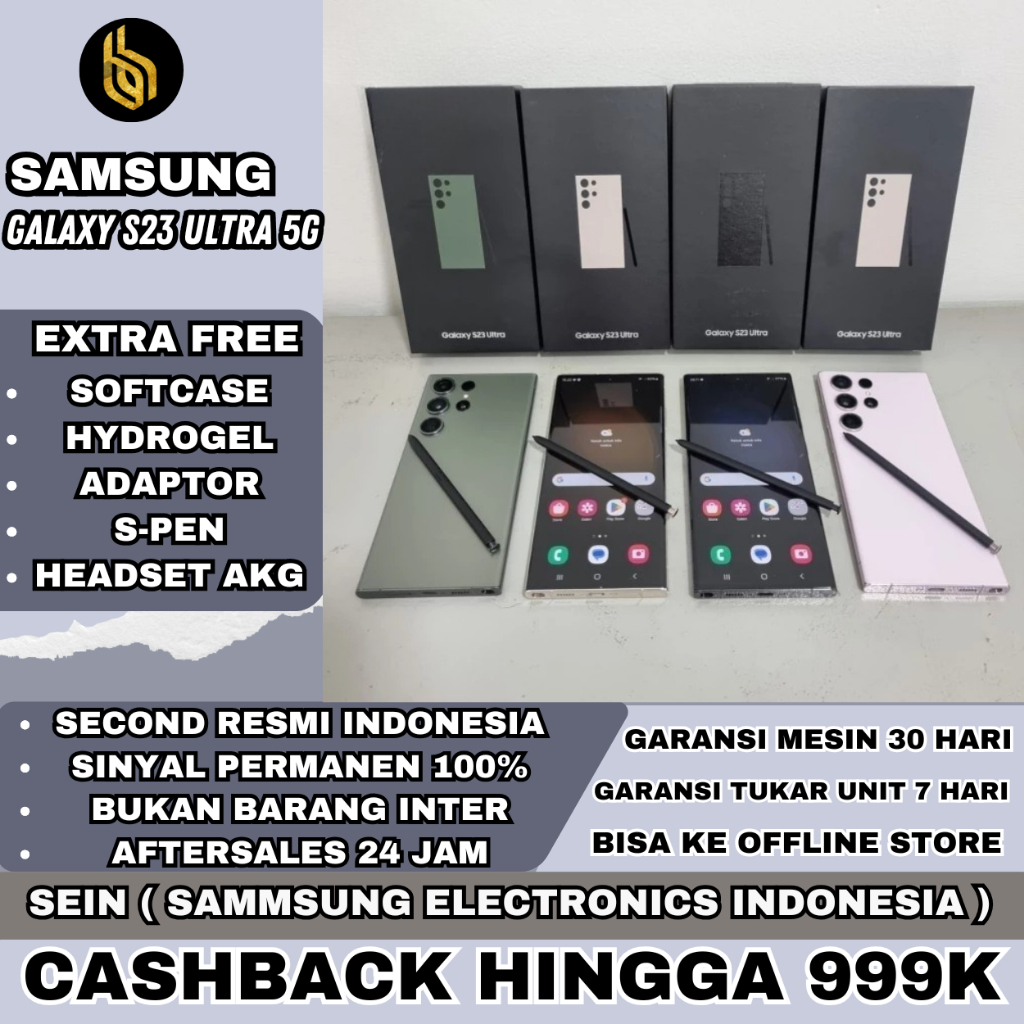 SEIN Samsung Galaxy S23 Ultra & S24 Ultra 5G 12/1TB 12/512GB 12/256GB Second Fullset Original Indo