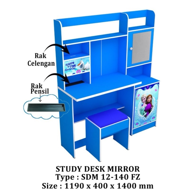 meja belajar anak - meja belajar frozen kaca