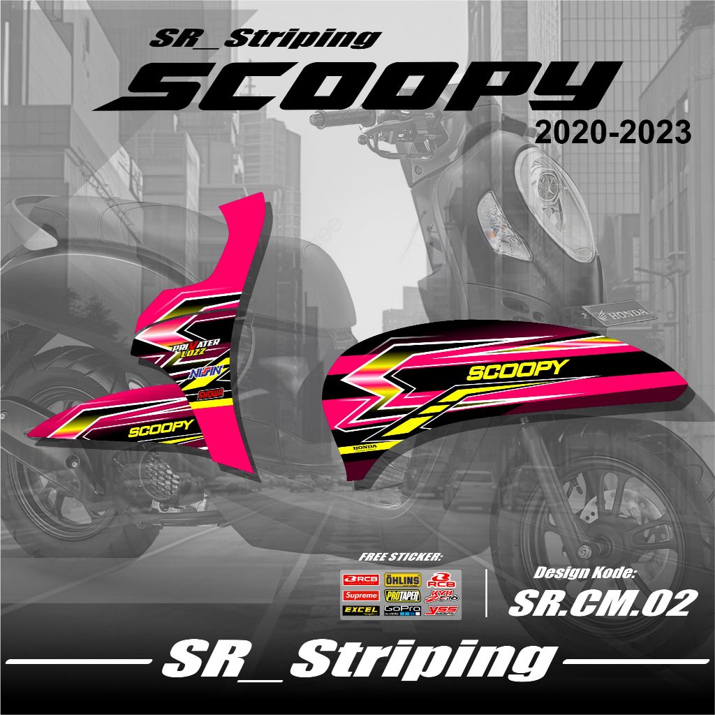 Striping Stiker Motor Scoopy New 2020 2021 2022 2023 Prestige Sporty Variasi List Simple Modifikasi 