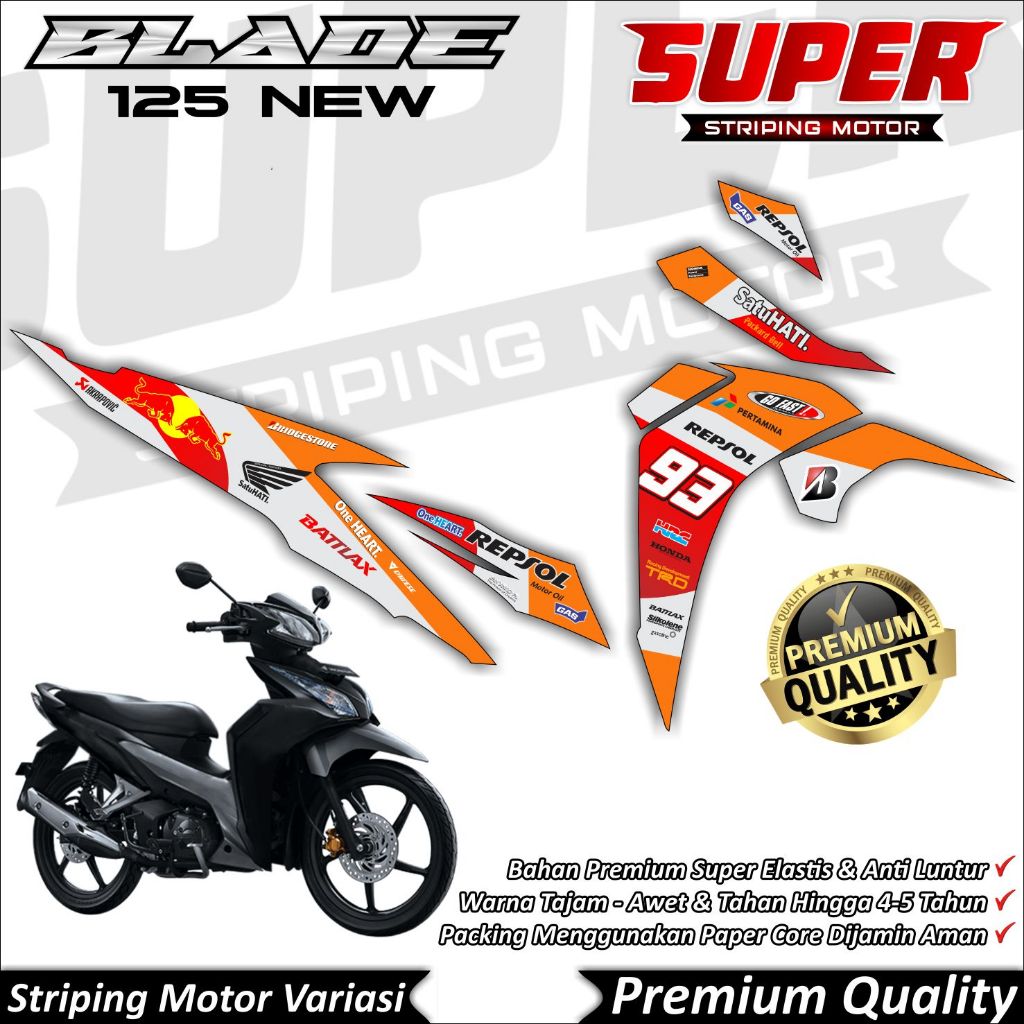 Stiker Blade 125 New Anti Luntur keren Striping Blade New Striping Honda Blade 110 125 New Repsol