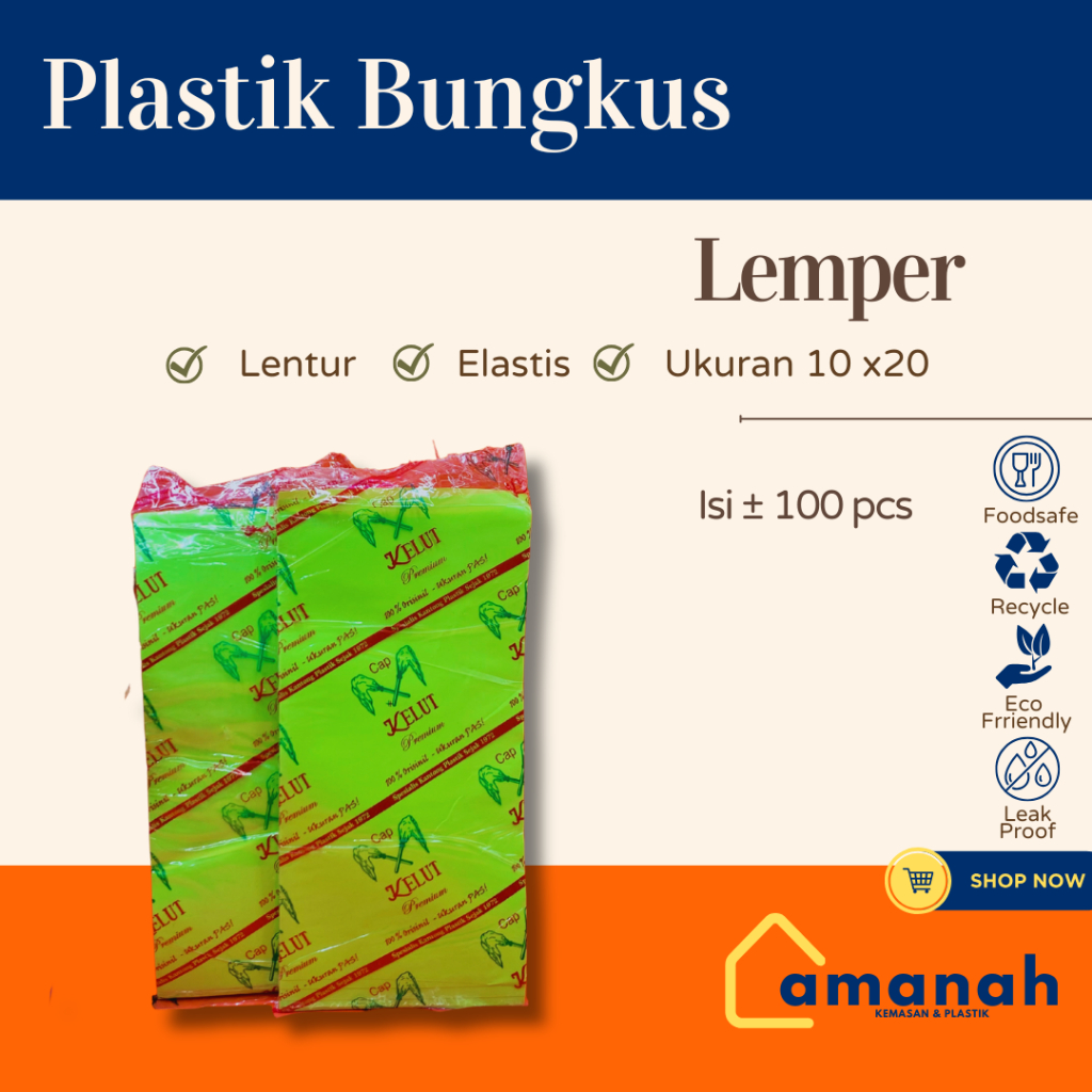 [100 lembar] Plastik Bungkus Lemper Cap Kelut, Daun Kelapa