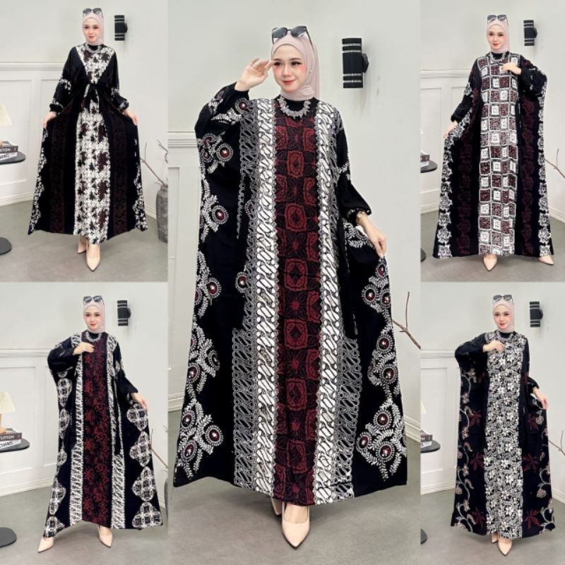 Tiara kaftan gamis batik cap rayon halus