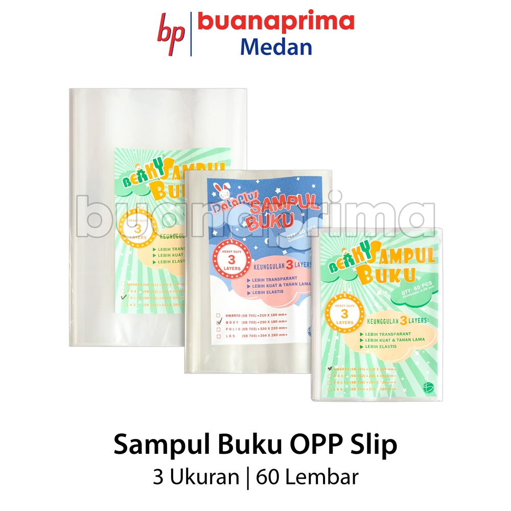 

SAMPUL Buku Tulis BERKY SLIP isi 60 pcs Plastik Kwarto Boxy Folio LKS