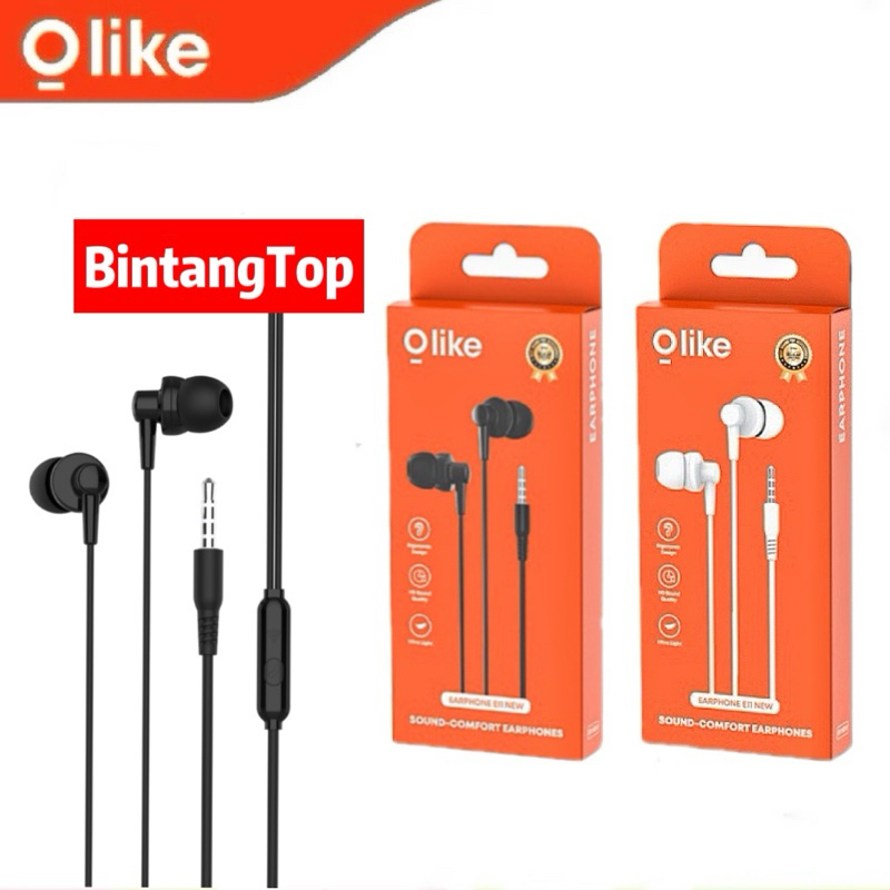 Earphones OLIKE E11 NEW / headset handsfree earphones OLIKE E11 NEW super bass with mic ORIGINAL GAR