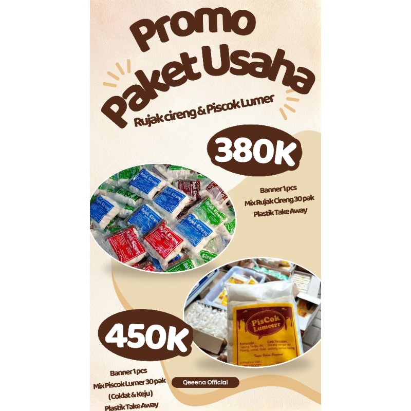 

Paket Usaha Rujak Cireng & Piscok Lumer