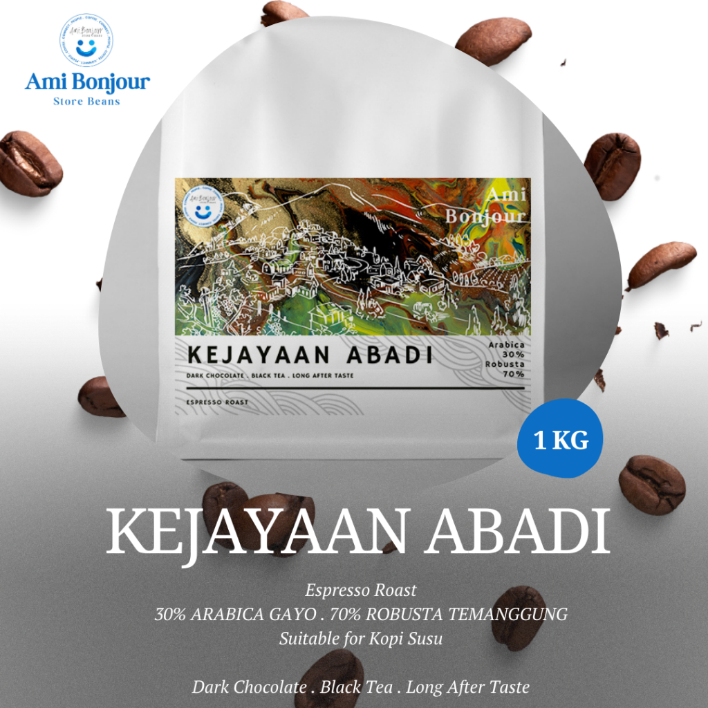

Ami Bonjour - Kejayaan Abadi 30/70 - Biji Kopi Espresso Roast Coffee Bean - Kopi Susu Blend - 1KG