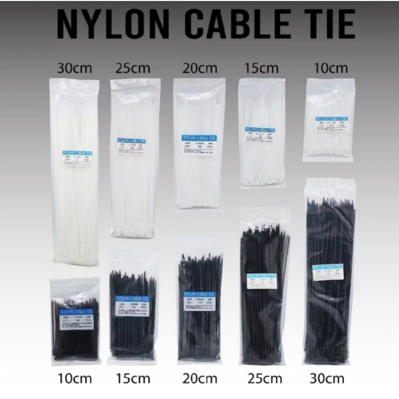 kabel tis tie cable ties 10cm 15cm 20cm tali plastik pengikat 2.5x100mm 2.5x150mm 2.5x200mm tali kre