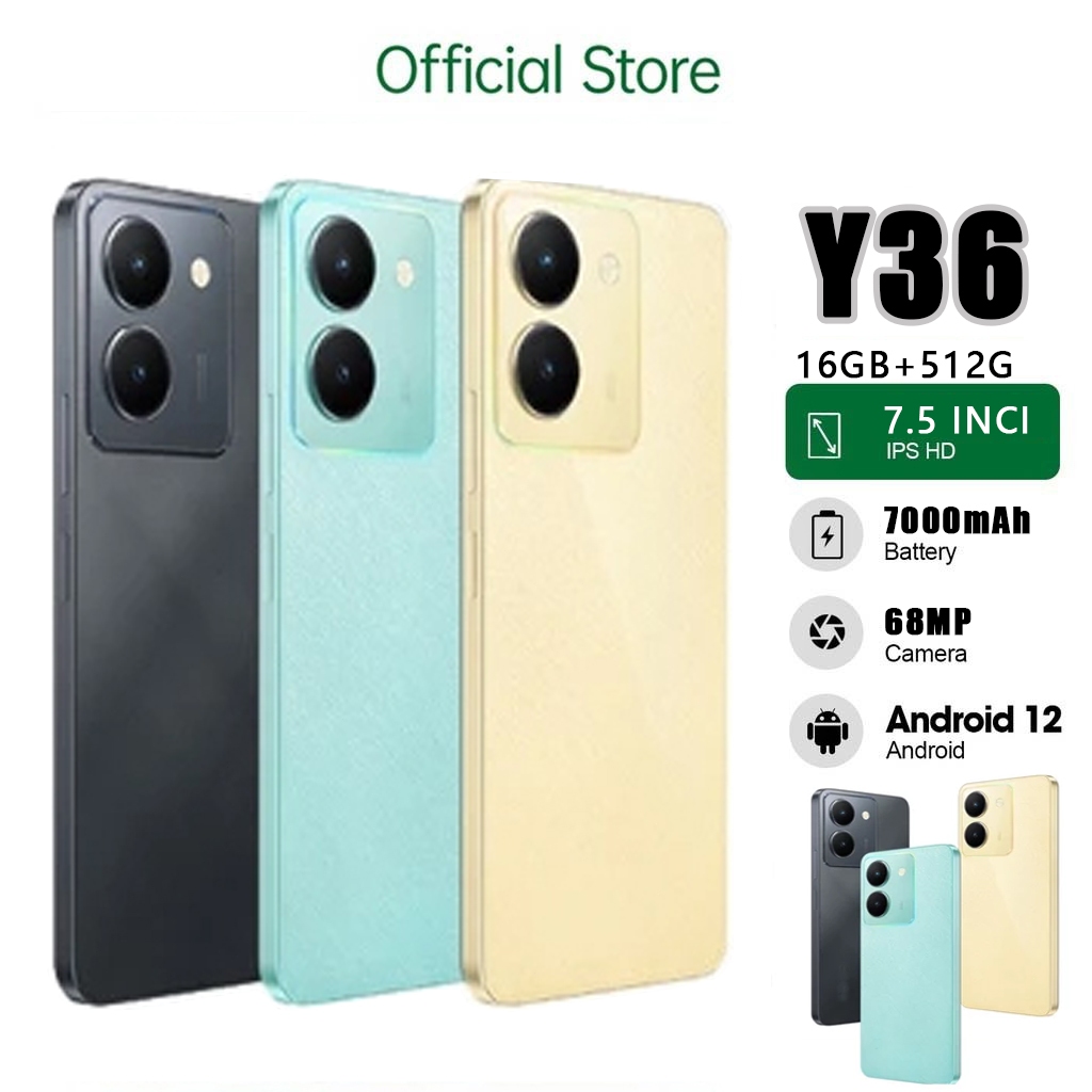 【Bisa COD】HP VIVO Y36 100%Buru Promo HP Handphone 4G 5G WIFL 7.5inci RAM 16GB+ROM 512GB Cuci Gudang 