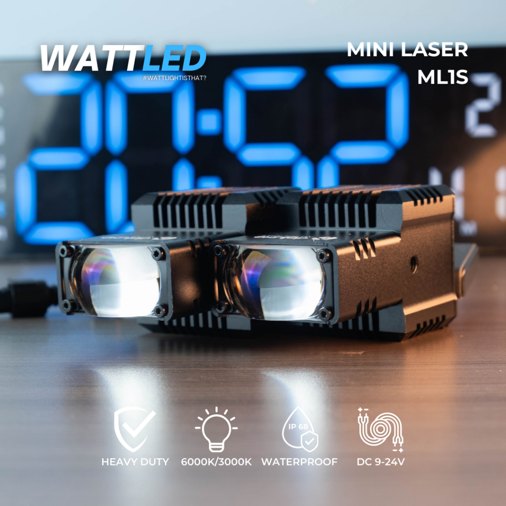 Lampu Tembak Mobil Slim Mini Laser Projector 1 Mata Deluxe Autolight ML1S 5400 Lumen Putih Kuning