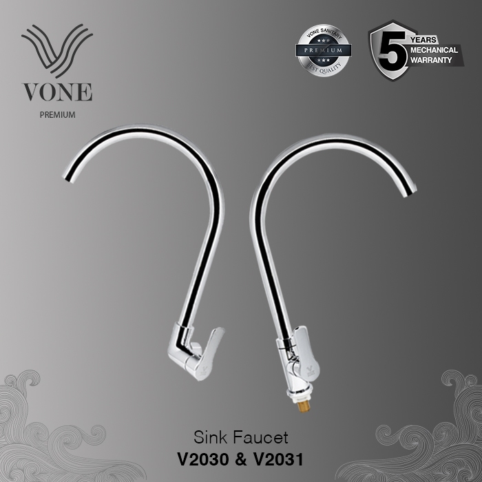 VONE Kran Cuci Piring Angsa Keran Tanam Tembok Brass Chrome ( VONE PREMIUM )