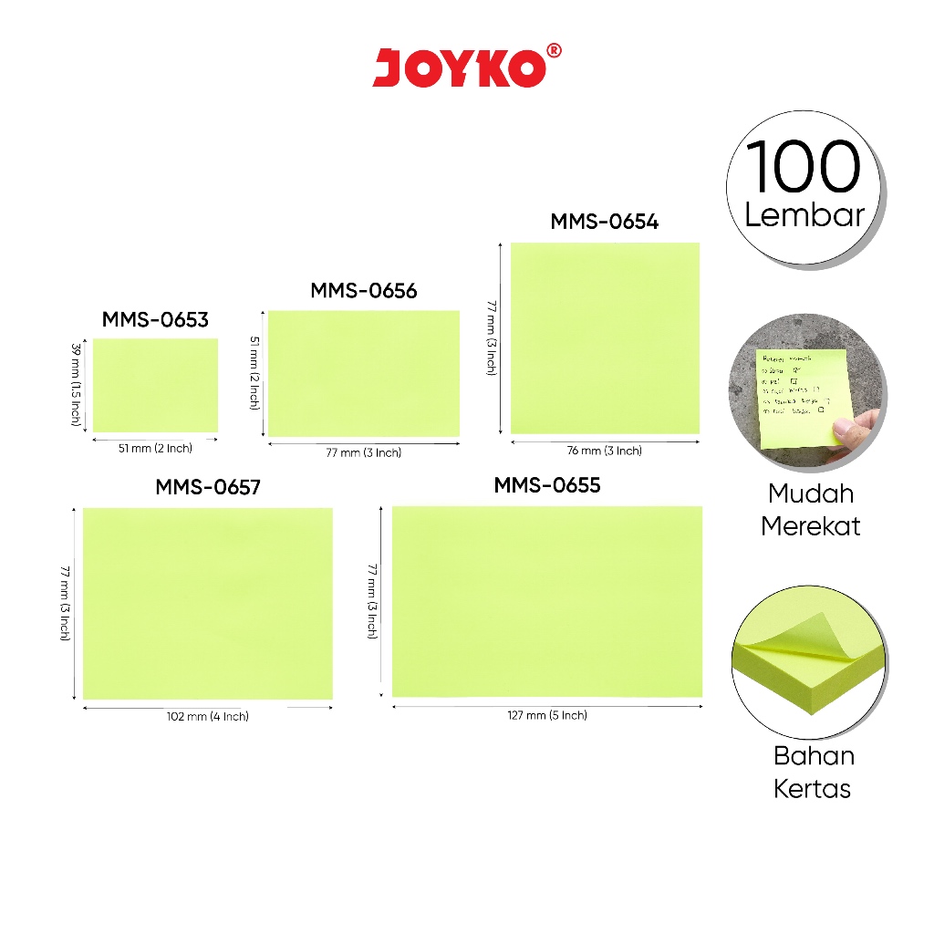 

JOYKO Memo Stick Kuning Neon Sticky Note / Memo Tempel