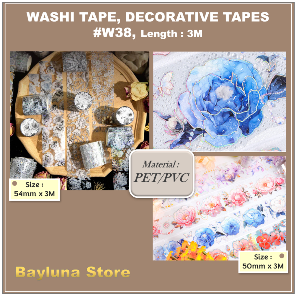 

BYL Washi Tape PET White Ink Tape hand account DIY Decoration Tapes for Scrapbooking Journal #W38