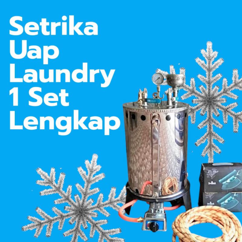 Setrika Uap Gas Boiler Laundry 10 Liter 1 Set Lengkap