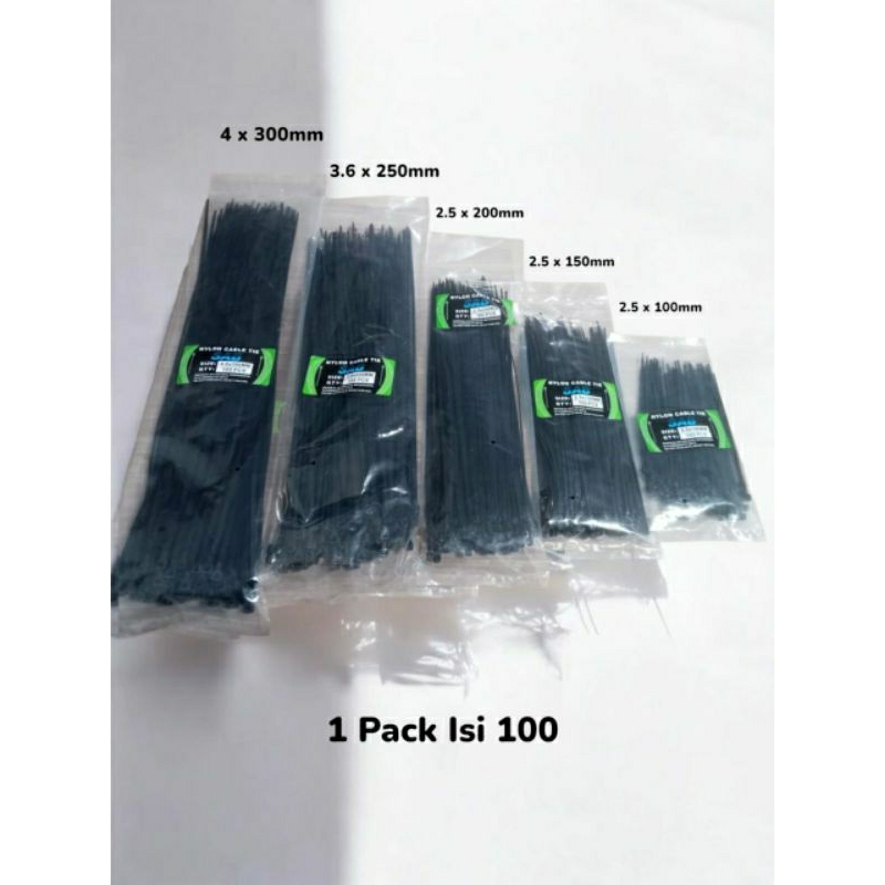 

Kabel Ties Tali Sigma Hitam 300mm 250mm 200mm 150mm 100mm isi 100 pcs