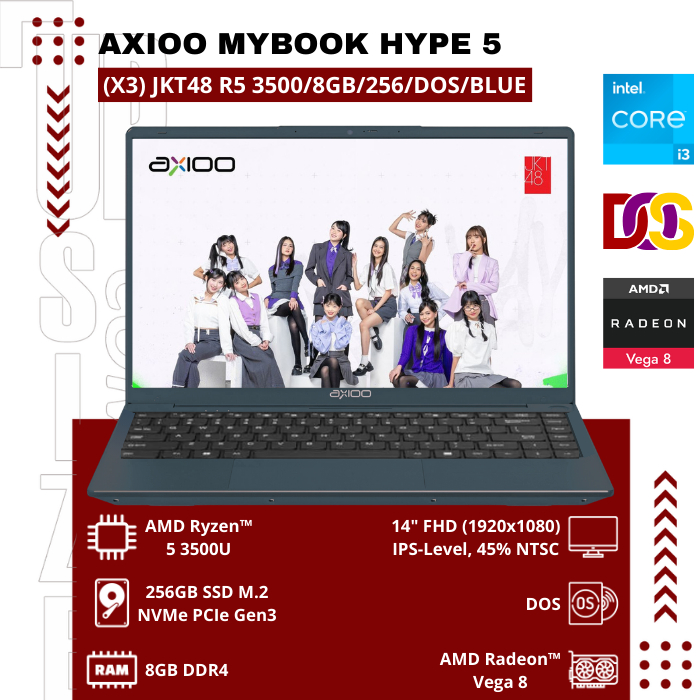 Axioo MyBook Hype 5 X3 Special Edition Axioo x JKT48 AMD Ryzen 5 3500U 8GB 256GB SSD DOS Blue