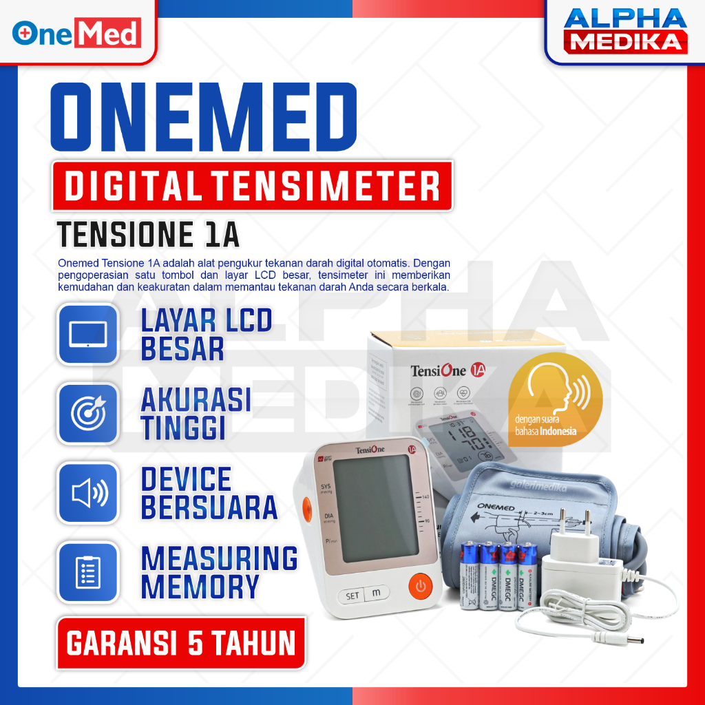 ONEMED - Tensimeter Digital Dengan Suara TensiOne 1A OneMed / TensiOne 1 A Onemed - Dengan Suara + A