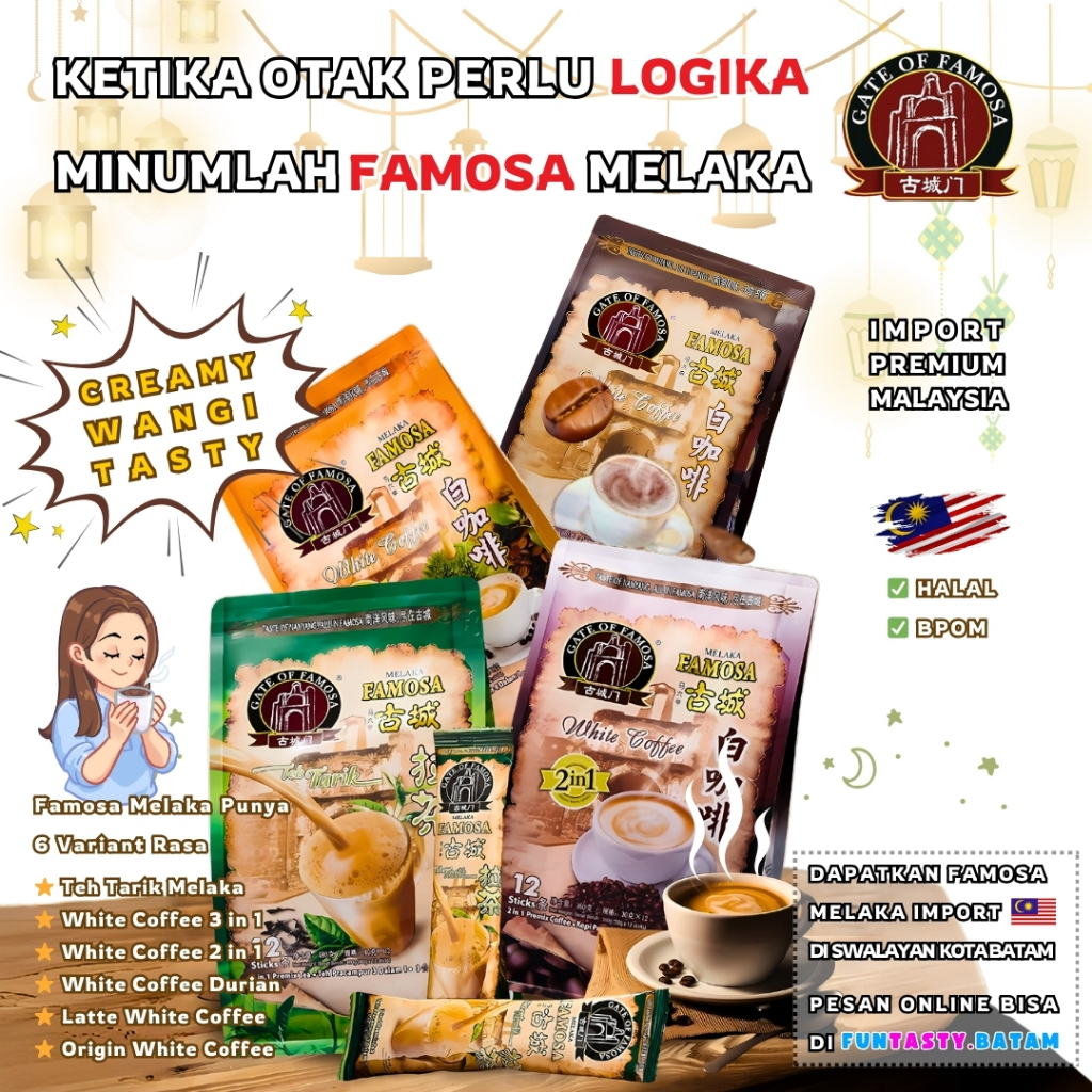 

Kopi White Coffee Famosa Melaka All Varian Less Sugar Malaysia | 3 in 1 | 2 in 1 | Teh Tarik | Latte