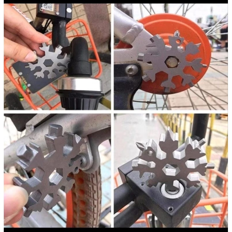 kunci salju 18 in 1 multifungsi tool gantungan kunci multifungsi pocket tool 18in1 snowflake tool