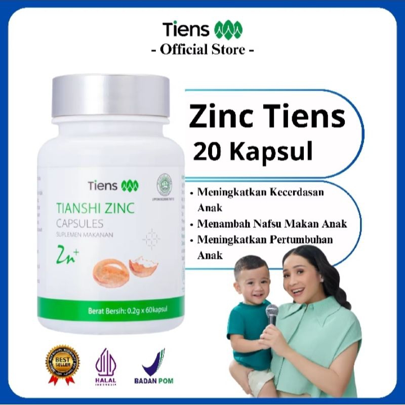 Tiansi Zinc Anak Vitamin 20 Capsules Suplemen Penggemuk Badan | Penamba Nafsu Makan Anak & Dewasa | 
