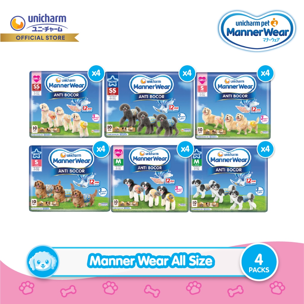 Manner Wear Boy & Girl All Size - Popok Anjing 4 Packs Unicharm Pet