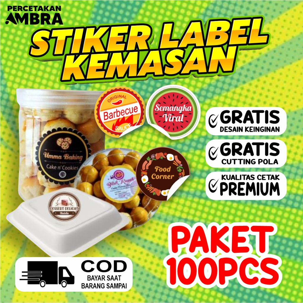 

Stiker Label 100PCS Chromo / Vinyl Paket Plus Cutting Cetak Sticker Label Sticker Custom Kemasan