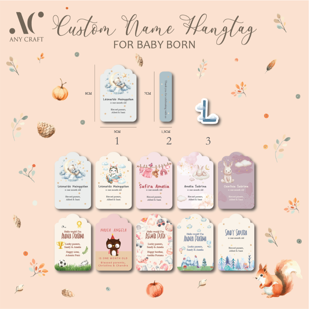 

hangtag lahiran bayi lucu kartu tag lahiran bayi custom nama dan tanggal label lahiran bayi unik