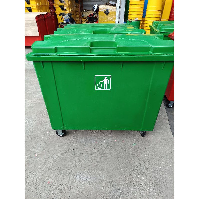 Tempat/bak sampah besar fiber kapasitas 660L + roda